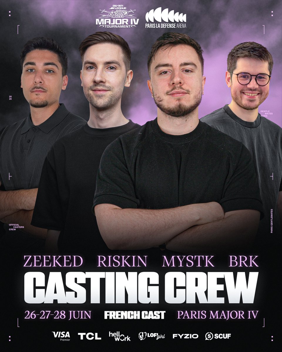 gentlemates's tweet photo. UN CAST DE LÉGENDE NOUS ATTEND ! #M8WIN

Le Major CoD de Paris arrive, il est temps de vous dévoiler ceux qui nous accompagneront tout au long du week-end https://t.co/jxlolmo6kZ