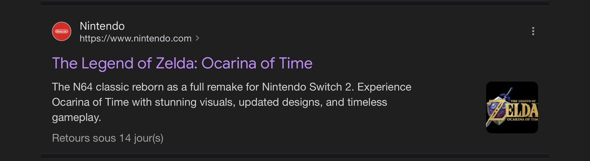 CaroleQuintaine's tweet photo. « Le classique N64 renaît dans un remake complet pour la Nintendo Switch 2. Découvrez Ocarina of Time avec des graphismes époustouflants, des designs modernisés et un gameplay intemporel. »

MOUAHHAHAHHAHAHAHHHA

🔥🔥🔥🔥🔥🔥🔥🔥🔥🔥🔥🔥 https://t.co/UzAoK1z8RD