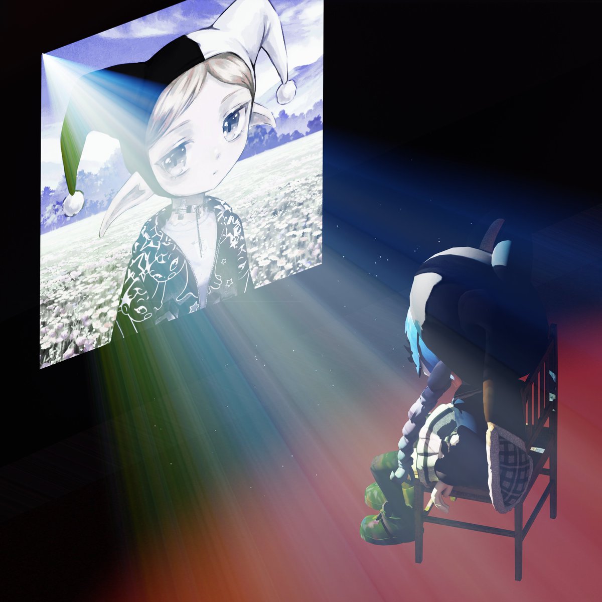 schitzoe's tweet photo. frame from source video: projector animation i made. chibis x ette soon. https://t.co/B7TCsbbpND