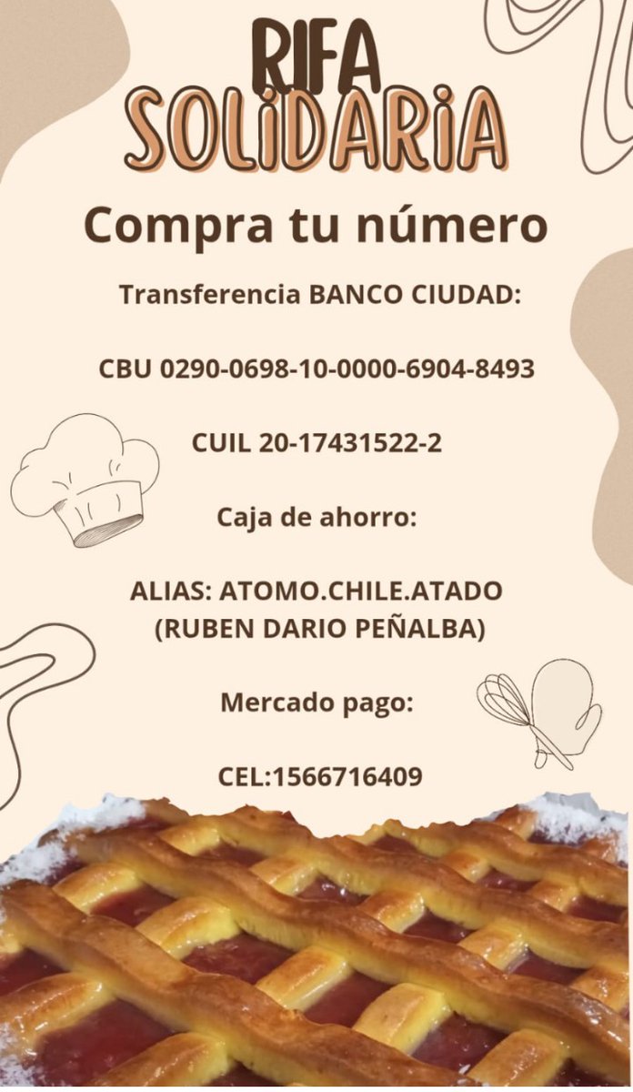 rubenpenalba1's tweet photo. Hola Buen Domingo.faltan 5 días.  Gran sorteo día del padre por $ 1000 llévate un número y Ganas  cualquiera de estos 3 premio.Este emprendimiento se esta sosteniendo Gracias a las rifas.Sin ellas  ya es difícil seguir. alias👉  "atomo.chile.atado". Gracias RT. https://t.co/iZqhuKE3AC