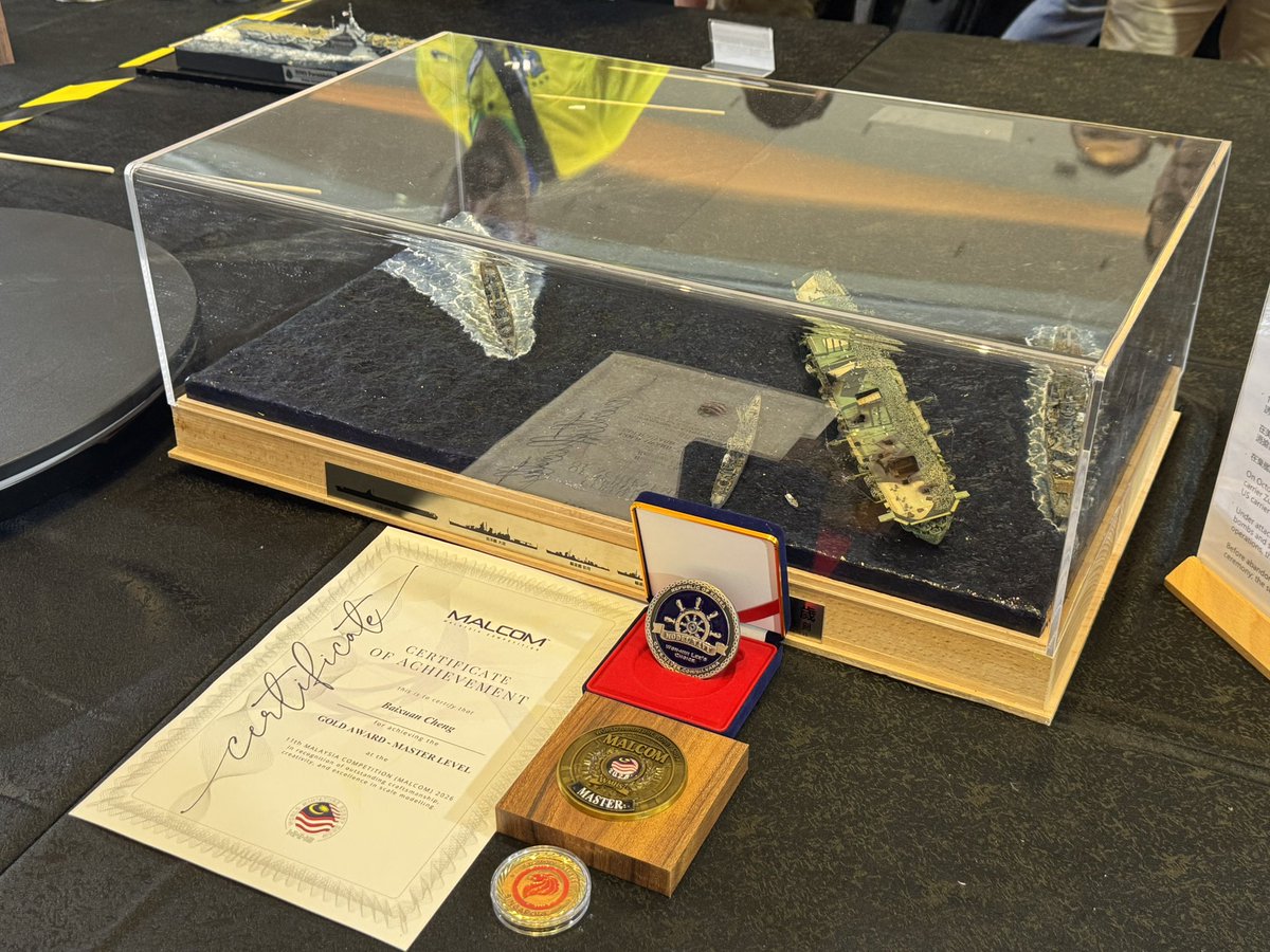 SHOKAKU_NANODAA's tweet photo. Won the Gold Award in the Ship& Vessels Master Level at MALCOM 2026, as well as Special Awards from judges Won-Hui Lee and Alven Chew. Thank you for your recognition and strive to bringing more great work next year.
#scalemodel #shipmodel #艦船模型 #scalemodelling #Malcom https://t.co/QTsw0RgLX9