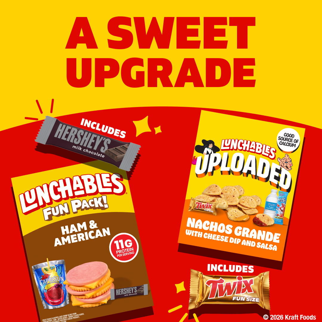 StrackVanTil's tweet photo. Make lunchtime extra special! Lunchables Fun Pack &amp; Uploaded now include a Hershey's or Twix bar for even more yum!

#Promo https://t.co/i0sA1U1wjE