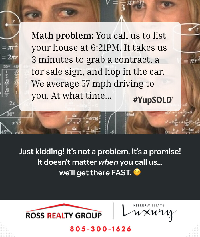 debra4re's tweet photo. Solving home selling isn’t rocket science - just real estate agent speed math! 📞🏡 

No matter when you call, we’ll be ready faster than you can say “for sale”! 🚗💨 

#RealEstateHumor #HomeSelling #YupSOLD https://t.co/6WSwvKQWQU