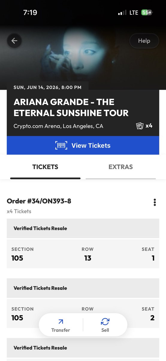 SarahScottkow's tweet photo. Would anyone take my tickets for Ariana Grande 6/14 tomorrow, it’s the Lower bowl section 100s for $500. Idk I just want them gone to someone else, if you know your interested Dm ariginators 🩵

Sec 105 • Row 13 https://t.co/QqOf6aWwhL