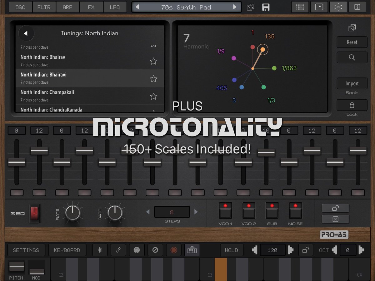 AudioKitPro's tweet photo. Microtonality for all! PRO-A5 synth now supports eastern and microtonal scales! Grab yours in the App Store
#microtonal https://t.co/114fTpR7ZB