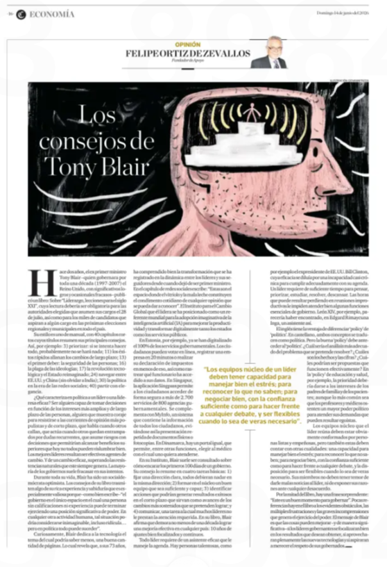 alvarezrodrich's tweet photo. Estupenda columna de FOZ de hoy en @elcomercio_peru que reseña, con gran oportunidad, un libro de Tony Blair de 2024 con valiosas lecciones y recomendaciones para quienes ejercen el gobierno. El equipo técnico de @FuerzaPopular__ y @KeikoFujimori deberían darle una mirada atenta https://t.co/ELt4BSaGMZ