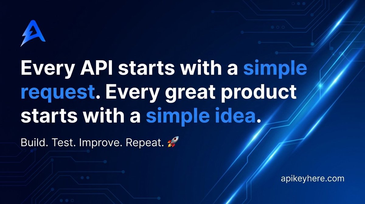 apikeyhere's tweet photo. Every API starts with a simple request.

Every great product starts with a simple idea.

Build. Test. Improve. Repeat. 🚀

#API #Developer #Startup #BuildInPublic #APIT https://t.co/Rp5TrDhU9Z