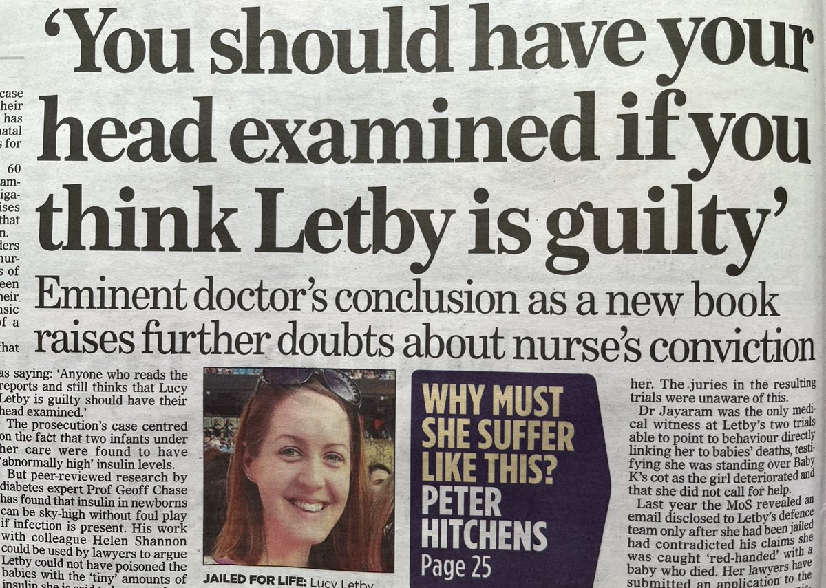 ClarkeMicah's tweet photo. My colleague Glen Owen’s story in today’s Mail on Sunday. The quotation comes from ‘Reasonable Doubt’ a new book on the Letby case by Christopher Morris. Cinto Press will publish it on 9th July. https://t.co/e2M49Yo5rJ