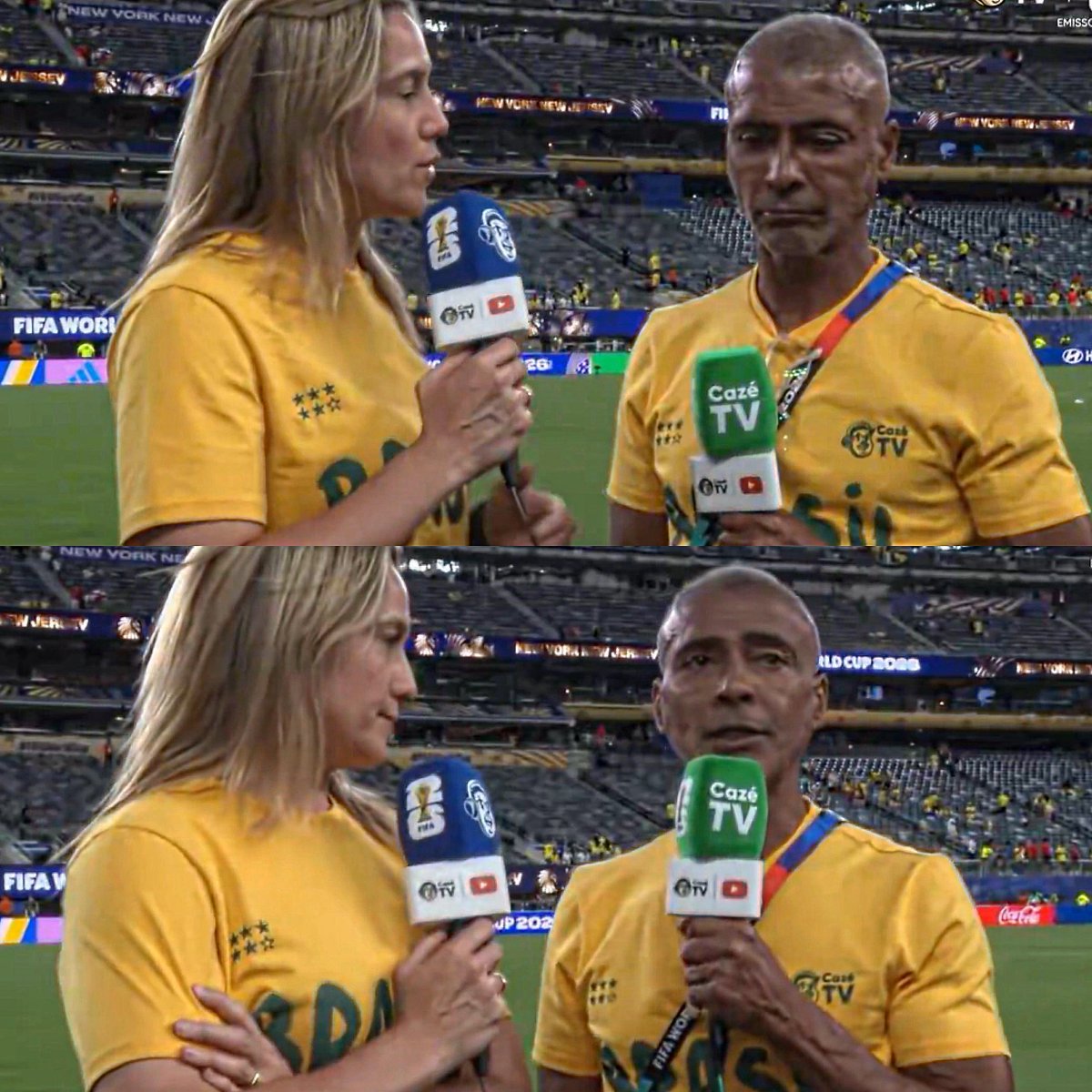 Juezcentral's tweet photo. Justo después del Brasil vs Marruecos, la periodista Fernanda Gentil le dice a Romario que el empate contra Marruecos se sentía como una derrota.

Romario fue claro: "Fernanda, empatar en el primer partido de una Copa del Mundo contra una selección como Marruecos, que jugó mejor, más técnico, mejor posicionado... quien no conoce mucho de fútbol va a tener ese pensamiento que tú tienes. Jugaron mejor. Nosotros tenemos mejores individualidades". 

Brasil mereció perder y sacó un empate. Brasil y un DT como Ancelotti SIEMPRE serán candidatos.