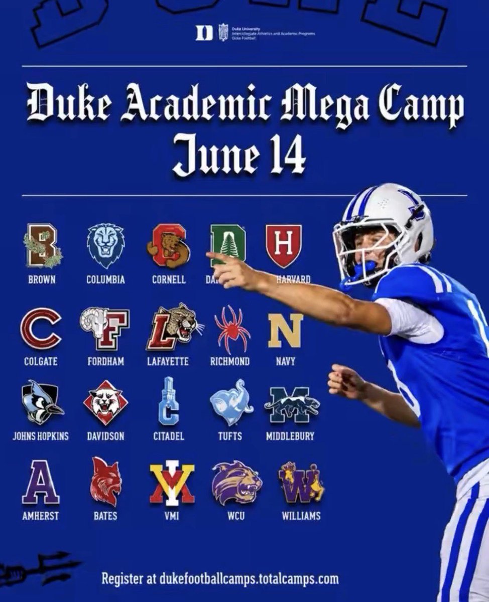 lukegrouch's tweet photo. I will be at the duke academic mega camp today! @CoachBelfiori @CoachPDeCapito @jtrev_33 @_CoachHeck @coachehenderson @Coach_Osborn @CoachJWood @CoachPatke @CoachTerp_ @RisingStars6 @ReggieWynns https://t.co/wtVLa2Ig52