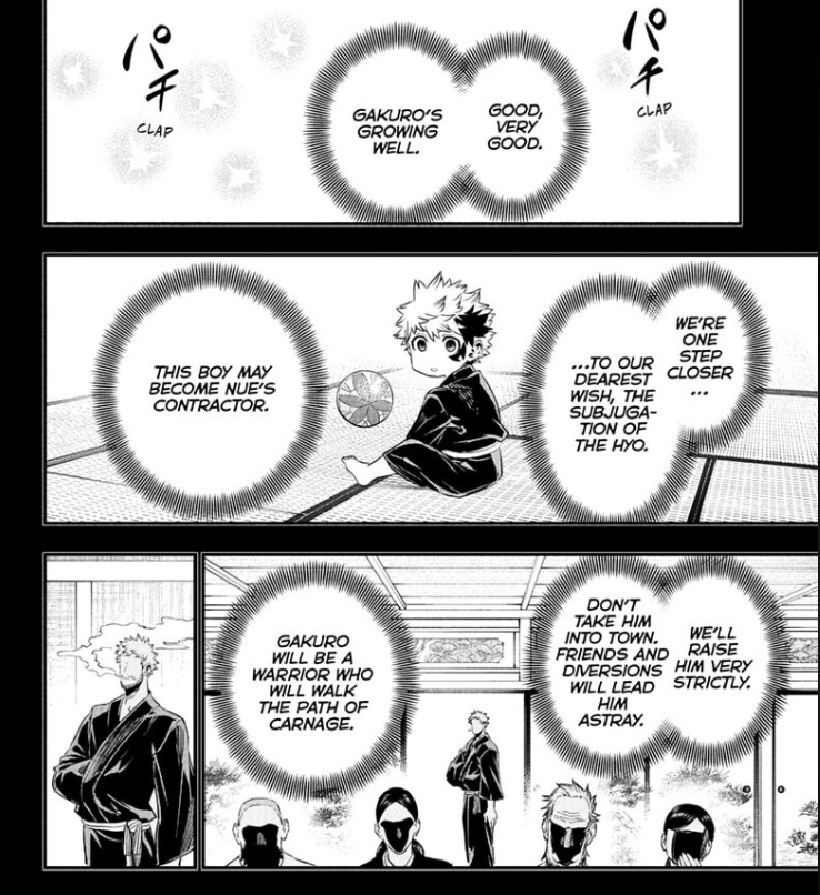 NuesExorcist's tweet photo. Damn, so Gakuro is a kid that was groomed to become Nue's contractor since the very beginning...crazy.

Nue's Exorcist (鵺の陰陽師)
Chapter 149: The Path You Gave Me https://t.co/su63Ughkti