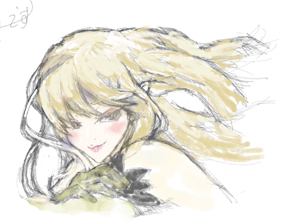 Zelolilly's tweet photo. ラフと線画 https://t.co/vNMbMvTdeG