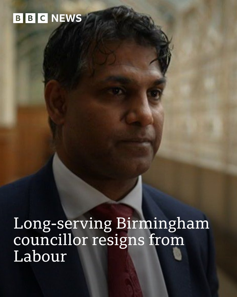 bbcwm's tweet photo. The departure leaves Labour with 15 councillors on Birmingham City Council, down from the 65 seats it held in 2022.
Full story: https://t.co/hFOamauvPH https://t.co/X8Z2Z8ut4Z