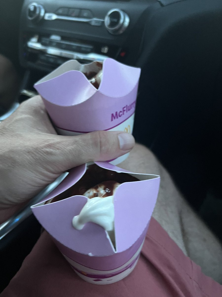 Mayoking's tweet photo. I am a big @McDonalds fan for sure but i gotta tell i went for a nostalgia kick and got two hot fudge sundaes and it was $10 …..you guys arent @benandjerrys this is a squirt of frozen milk and plastic fudge. You guys have lost the plot. I think im done with @McDonalds for good https://t.co/MaEEYEk7nI