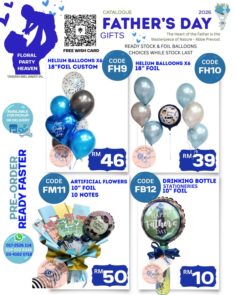 Party_Heaven's tweet photo. HAPPY FATHERS DAY 19-21st June 2026
#fathersday #fathersdaygift 
SENANG BELI BELON DAN HADIAH SINI!🎁🎈
@party_heaven 
@partyheavenshop 
@partyheavenballoon 
@floralheaven_gubahan

#partyheaveneasy #tamanmelawati #kedaiparty #partyheavenmalaysia 
#surprisebouquetkl https://t.co/zsh0GyW6bS