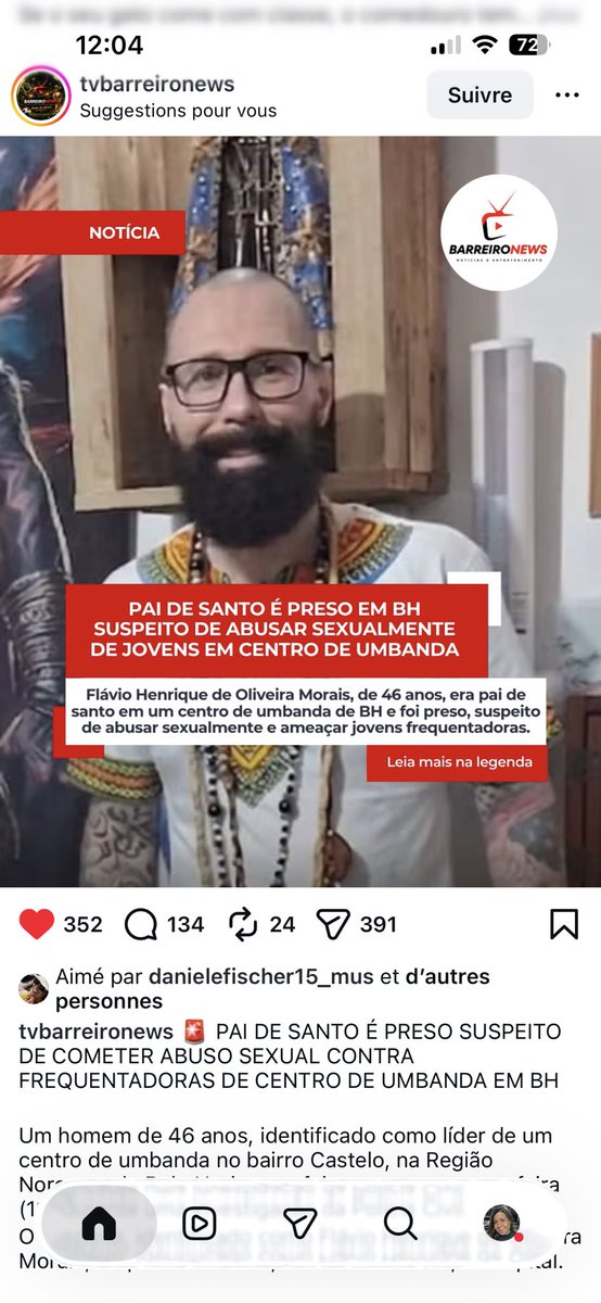 fermarcolla's tweet photo. O pai de santo de um terreiro que eu já frequentei foi preso hoje por abuso sexual e ameaças contra mulheres frequentadoras da casa. Tô MUITO chocada com isso. https://t.co/npap9wWrdC