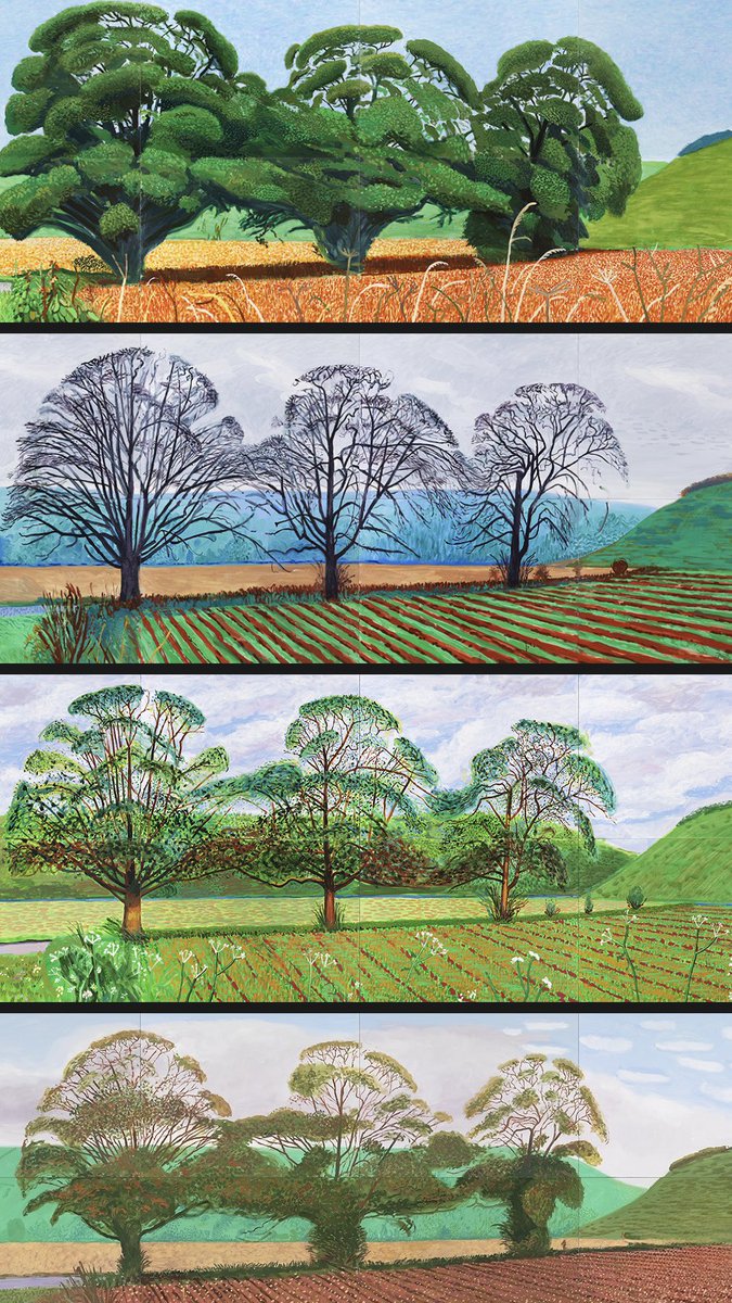 MooGooAcu's tweet photo. Three trees near Thixendale (series). 2007-08
"Trees are the largest manifestation of the life-force we see. No two trees are the same, like us." David Hockney https://t.co/w91cW9Uyay