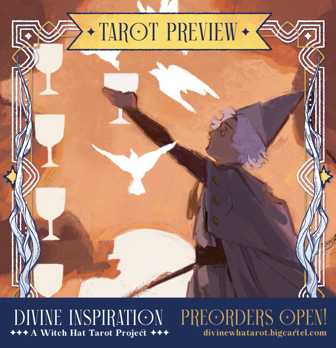 windwenn's tweet photo. A preview of my cards for @divinewhatarot 👁👁
Which are available for preorder here:
https://t.co/kcTvYDVfYY
Consider taking a look! Everyone has worked so hard and it's turned out to be such an incredible project✨️
#Δ帽子 #witchhatatelier https://t.co/igtKtX07DC