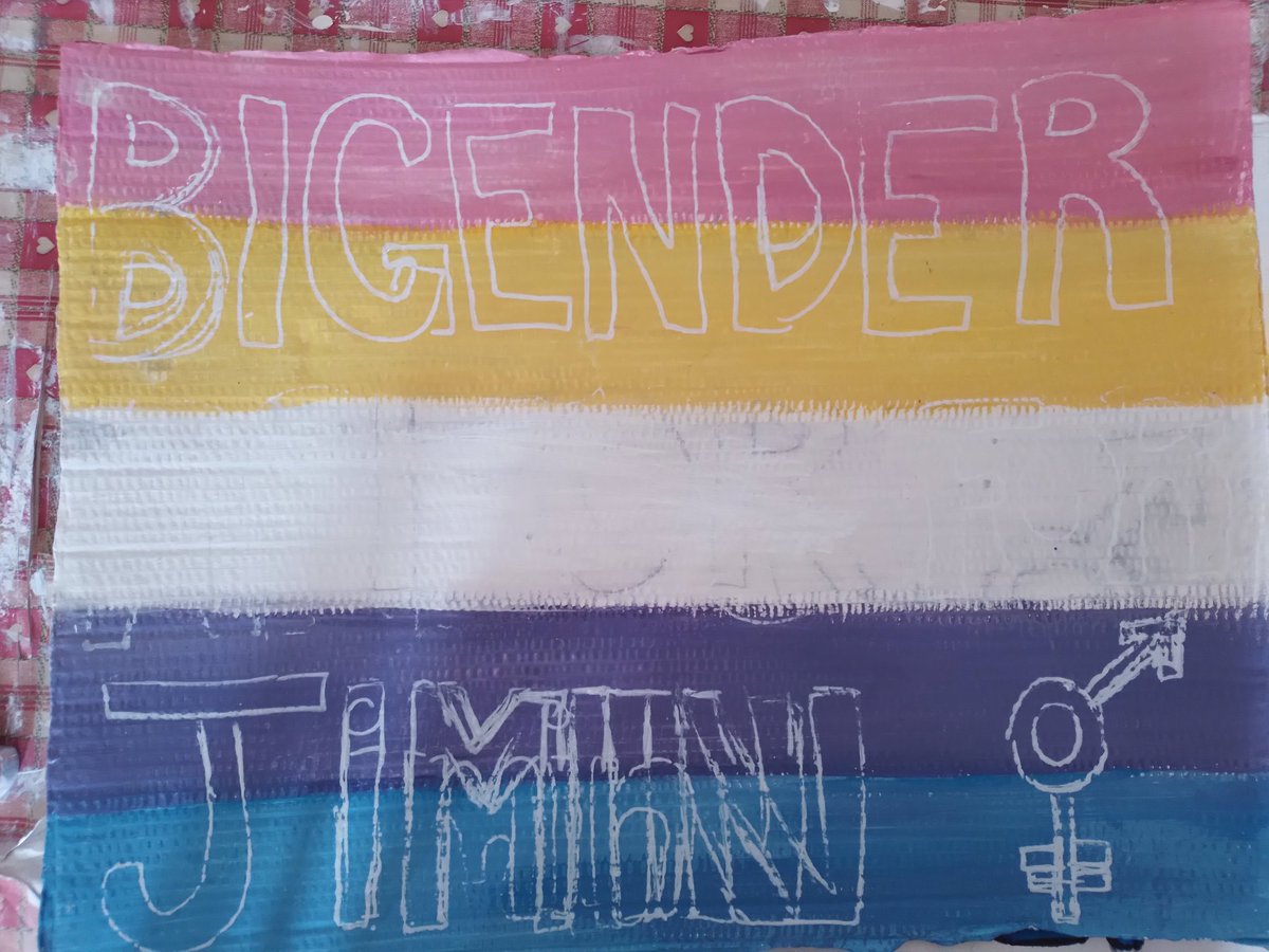 nstyjjj's tweet photo. bigendarmys (bigender armys) for jimin ⚥ 🩷💛🤍💜💙

might have to shrink the letters to make “bigendarmys” fit 🙏🏾🙏🏾 but it might not be legible \(o_o)/ https://t.co/WWONqZTIJl