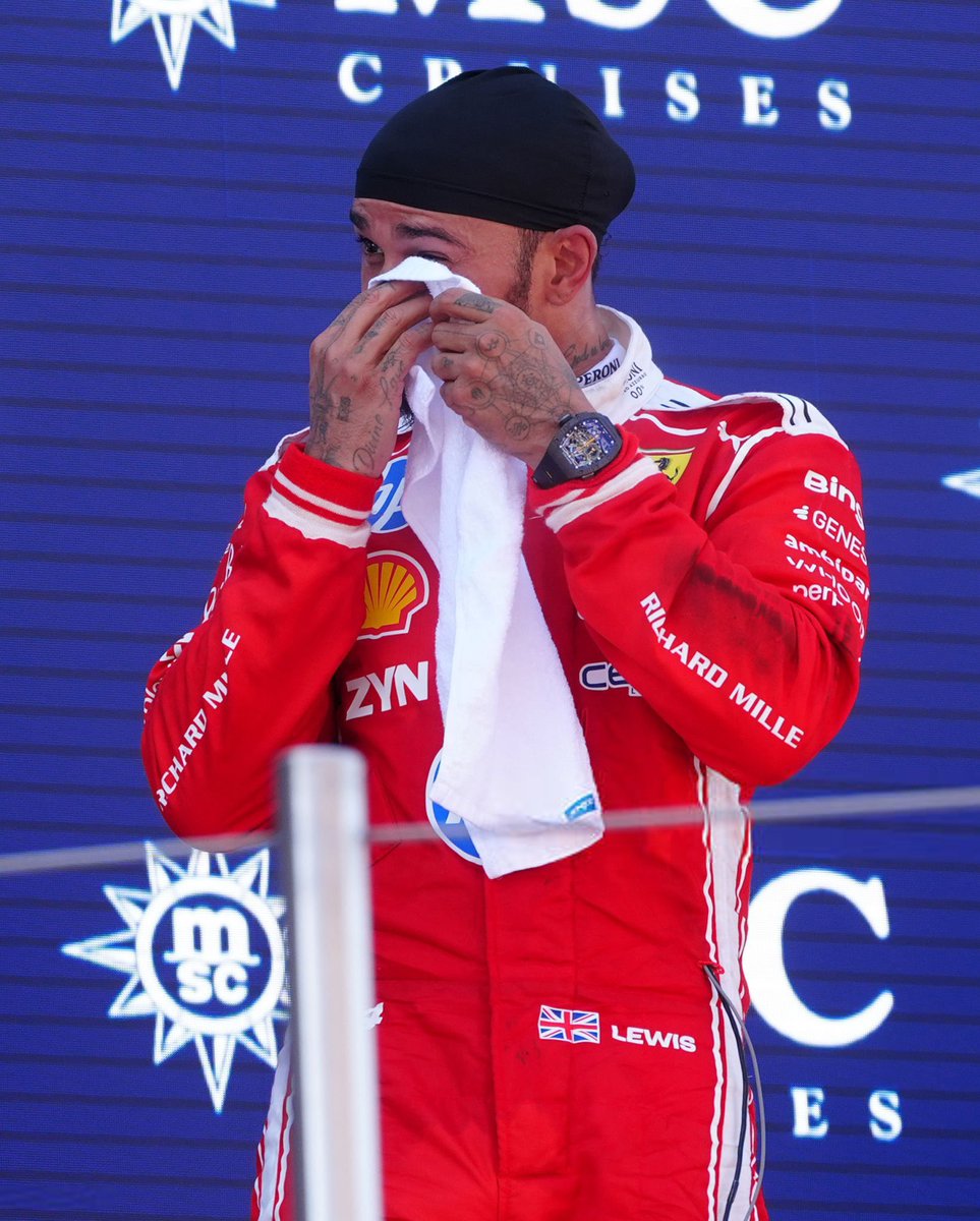 fiagirly's tweet photo. an emotional Lewis on the podium. 😭😭❤️❤️ https://t.co/zFbX9j7p1z