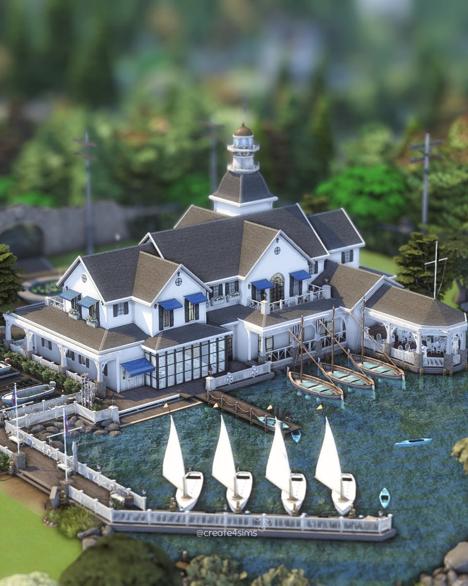 create4sims's tweet photo. Brindleton Bay Yacht Club 🌊 (no CC) Besides outdoor water activities, sims can also enjoy;
• restaurant 
• pool &amp; lounge 
• bar area
• pub games 
• wine tasting 
• party zone

The build is currently under early access and will be on the gallery on 20th June 🌿 

#thesims4 https://t.co/PSFscLssLL
