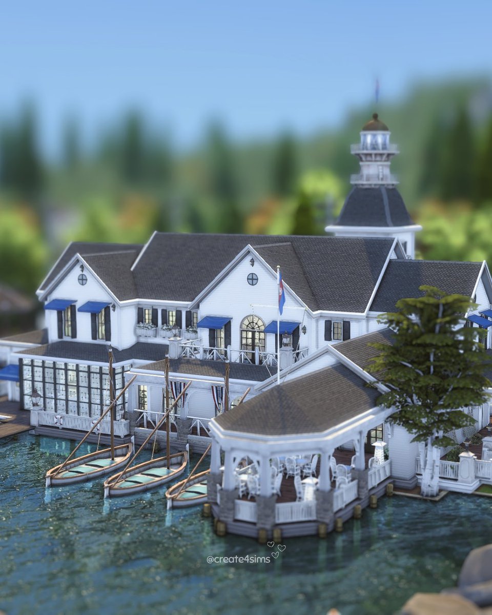 create4sims's tweet photo. Brindleton Bay Yacht Club 🌊 (no CC) Besides outdoor water activities, sims can also enjoy;
• restaurant 
• pool &amp; lounge 
• bar area
• pub games 
• wine tasting 
• party zone

The build is currently under early access and will be on the gallery on 20th June 🌿 

#thesims4 https://t.co/PSFscLssLL