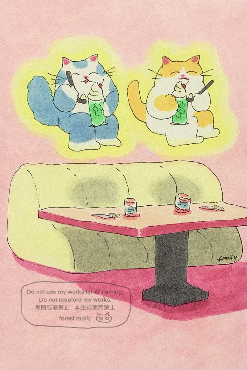 Mollykinoco's tweet photo. 浮かれるクリームソーダ🥤 https://t.co/wI2jggnVTn