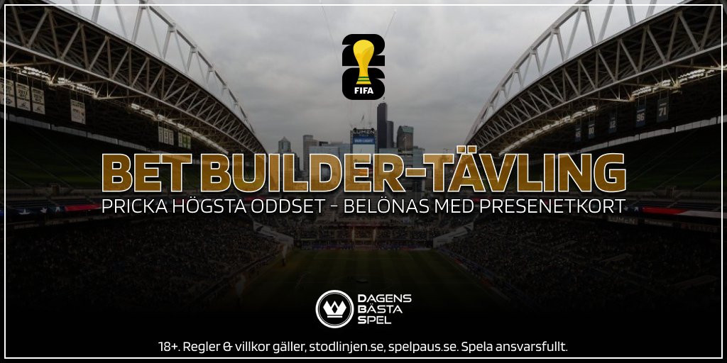 dagensbastaspel's tweet photo. "Idag" gör Sverige premiär i Fotbolls-VM och givetvis kör vi en dedikerad tävling till matchen.

Pricka HÖGSTA oddset och du belönas med ett presentkort á 2 000 kr.

Läs mer och tävla: https://t.co/66i9QmNiYX https://t.co/3xaQ9NVcVf