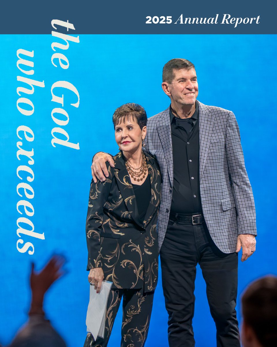 JoyceMeyer's tweet photo. "Dave and I are so excited to share this annual report with you! Just when we think we’ve 'seen it all,' God came along in 2025 and absolutely astounded us with even bigger and greater ways to help people for Him. 

We’ve been doing this a long time, yet we’re still amazed and humbled by the opportunities God gives us to help others. And you, our generous partners, are right there, ready to answer the call and share the tangible love of Jesus with people everywhere. 

So many beautiful things happened in 2025. I’m thrilled to share just a few of the highlights..." Read the 2025 Annual Report at https://t.co/XaS3RXm28h #AnnualReport25 #HandOfHope