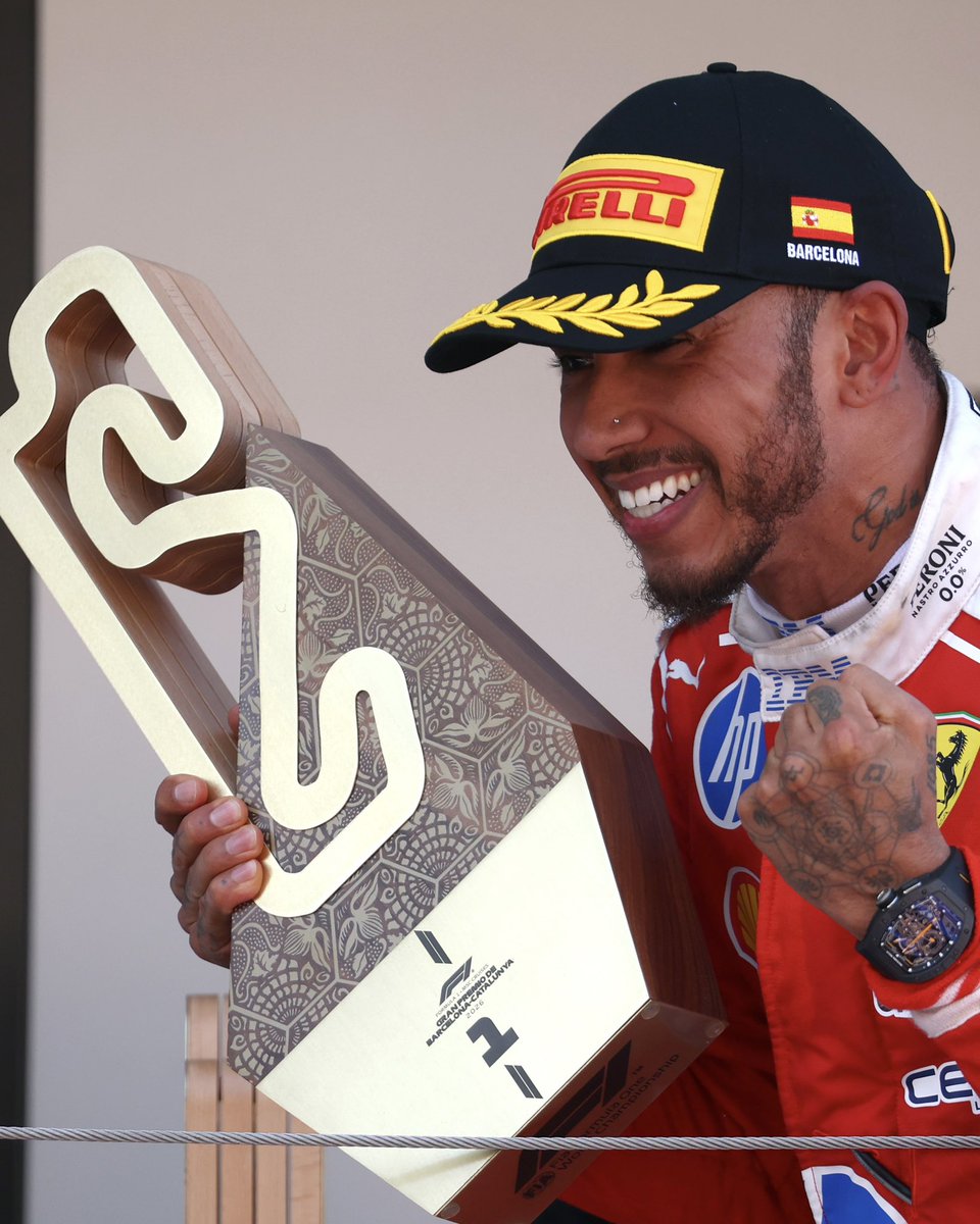 LaureusSport's tweet photo. On the top step in red 🔴

A first Grand Prix victory for Ferrari for Laureus Award winner Lewis Hamilton - a podium to remember for the seven-time world champion in Barcelona

#F1 https://t.co/hZkCUfDUf6
