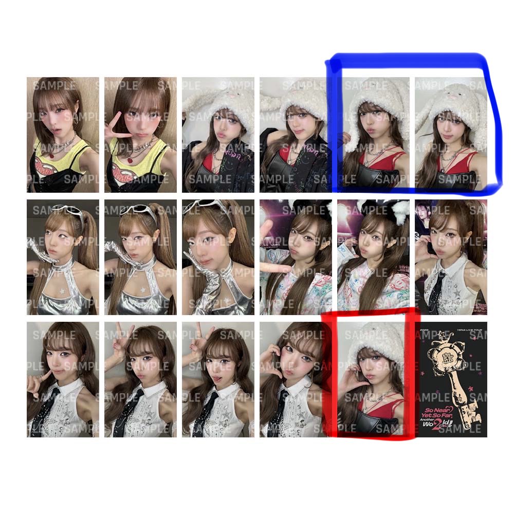 hani_jun_jis's tweet photo. 2026 YENA LIVE TOUR [So Near Yet So Far, Another Wo2ld!] In Tokyo
イェナ　トレカ　ガチャ　交換

譲 画像1
 (右2枚は交換迷っているため赤枠同士の交換のみ)

求 画像2,3    🔴>🔵

郵送交換でよろしくお願いします🙇‍♀️ https://t.co/DB2MA4gmD1