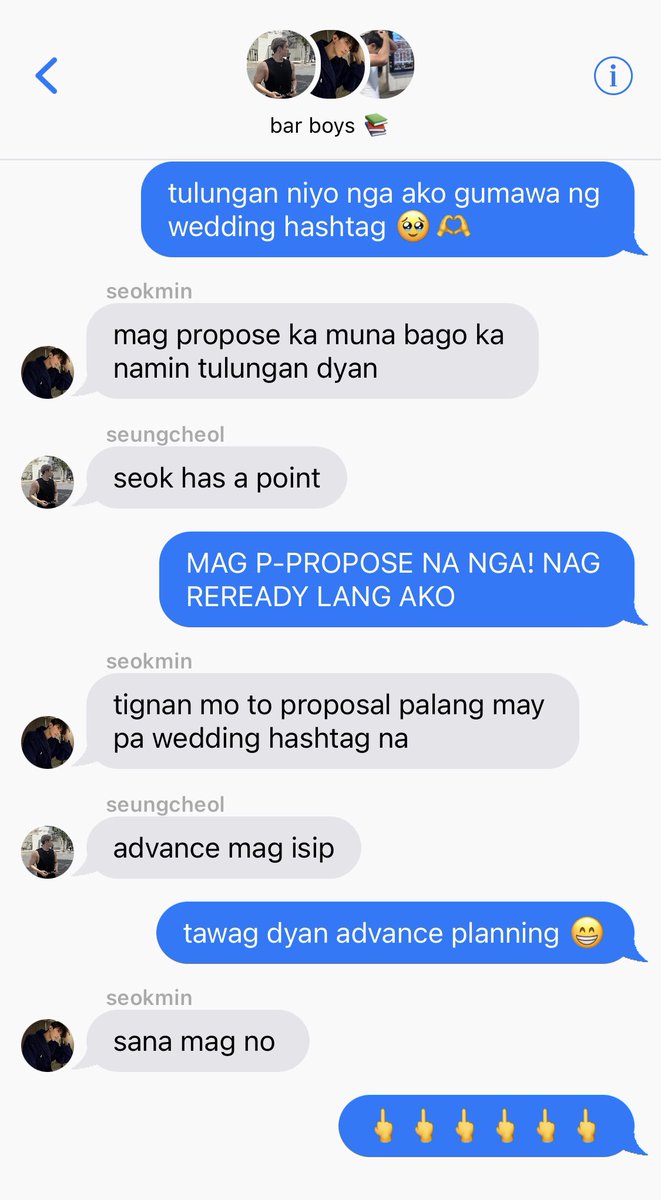 heavabii's tweet photo. tama naman si seok.. propose muna bago wedding hashtag advance masyado mag isip tong si runo eh https://t.co/yu5ax3cxiI