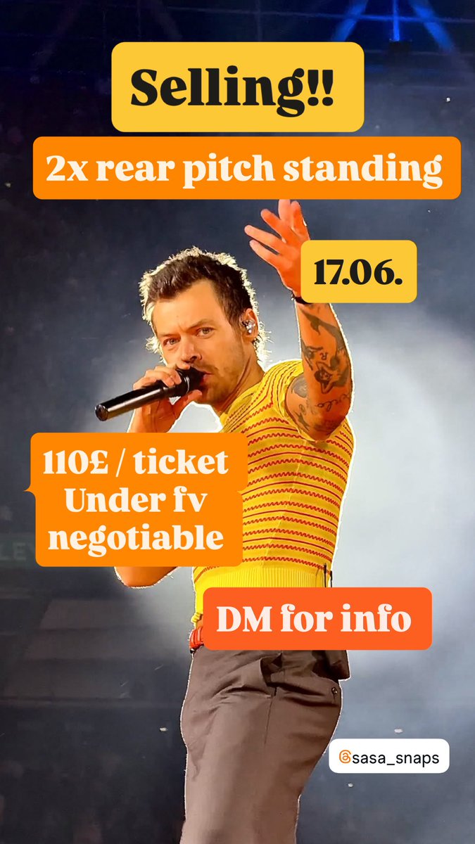 glimpsebykaty's tweet photo. Pls share 🫶🏻🫶🏻🫶🏻
Selling 
2 tickets
17.06. 
rear pitch standing 
Under fv 
Negotiable 

#TTLondonN3 #TogetherInLondonN3  #TogetherTogetherLondonN3 #TogetherTogetherLondon #HarryStyles https://t.co/ItA0TIJt1z