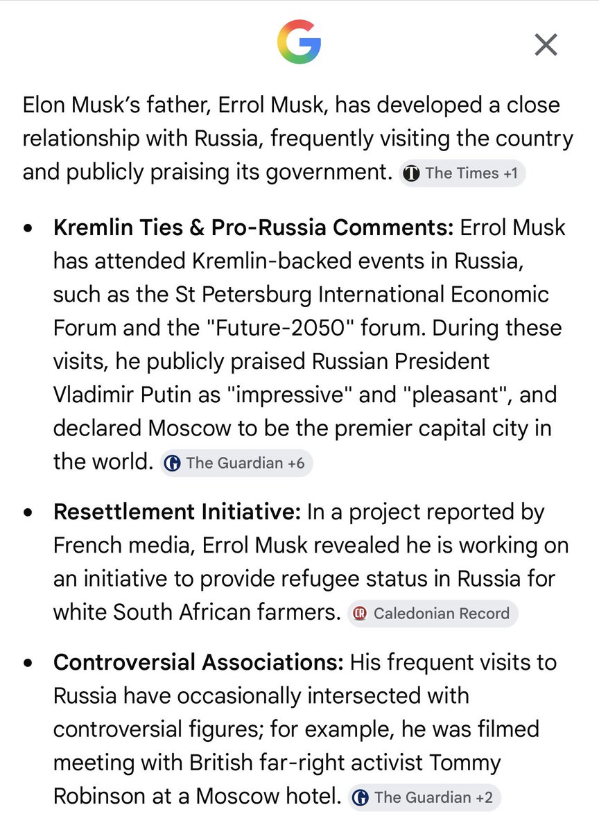 Charlieisaferal's tweet photo. @DailyMail Why has there been little mention about Elon Musk’s dad spending so much time in Russia? Is anyone reporting on why white South Africans are being pushed into Russia and the US? https://t.co/CXjK581qLW