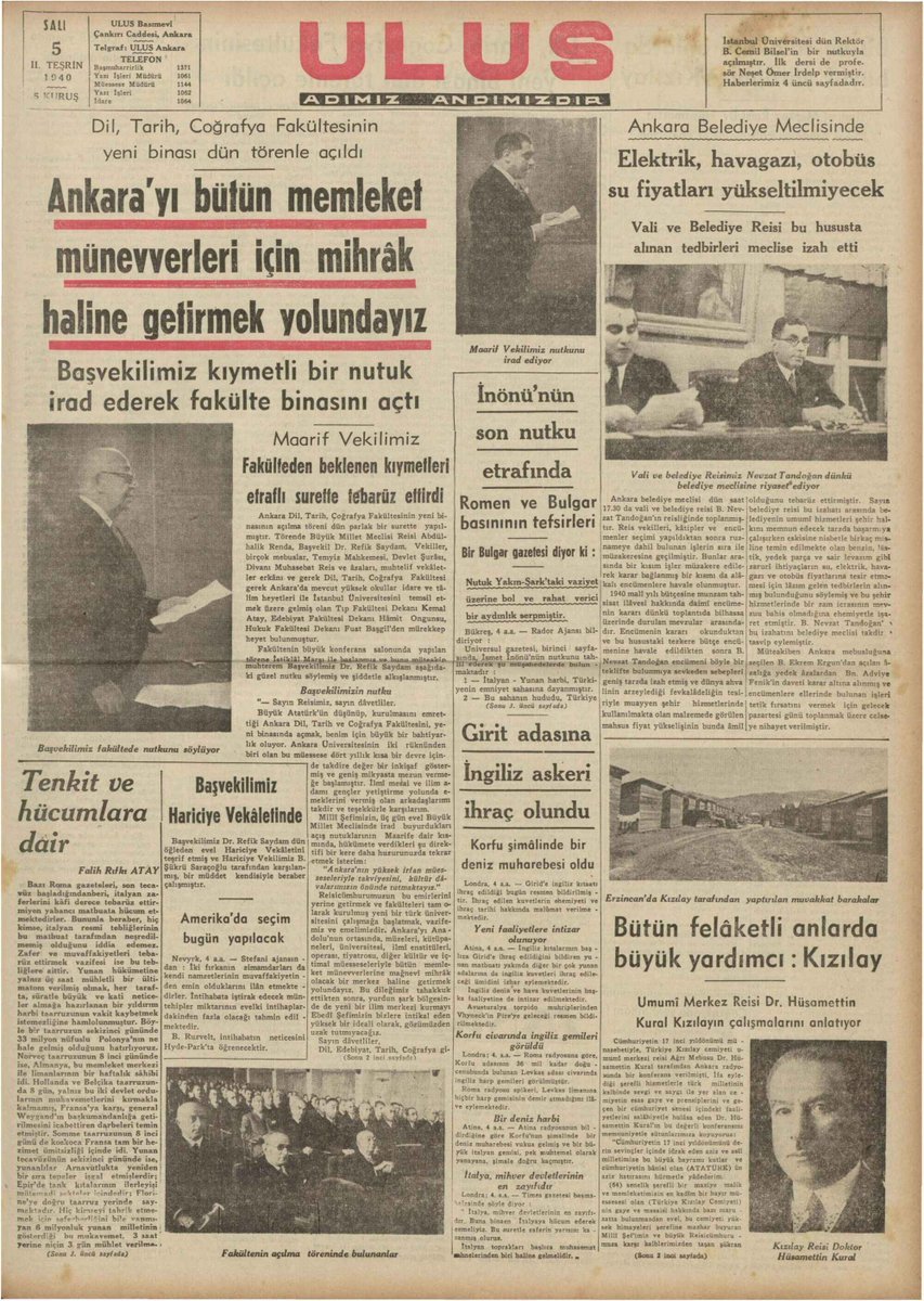 SMEYDAN's tweet photo. Cumhuriyetin Dev Eserlerinden ADTCF kuruldu. (14 Haziran 1935)

14 Haziran 1935 tarihli ve 2795 sayılı bir kanunla Ankara Dil ve Tarih-Coğrafya Fakültesi kuruldu.

M. Kemal Atatürk,Türkiye'nin ve Türklerin tüm geçmiş birikimine, tarihine, diline, kültürüne sahip çıkılmasını, coğrafyasının bilinmesini istiyordu. Bu amaçla ADTCF'yi kurdu.

Cumhuriyeti kuranlar, Atatürk ve dava (devrim) arkadaşları, Atatürk düşmanı ham yobazın iddia ettiği gibi, bizi geçmişimizden koparmadılar, tam tersine yüzlerce yıldır kopuk olduğumuz geçmişimizle ve üzerinde yaşadığımız topraklarımızın geçmişiyle bağ kurmamızı sağladılar. Arapça ve Farsçanın baskısı altında öz güzelliğini ve zenginliğini kaybeden Türkçeyi öz güzelliğine ve zenginliğine kavuşturmak istediler.

Türk ulusunun kendi geçmişiyle ve yaşadığı toprakların tüm birikimiyle bağ kurmasında, Türkçe'nin köklerinden adeta yeniden doğarak Türkiye'de sanatın, bilimin dili ve ulusun ortak iletişim aracı olmasında, Atatürk'ün kurduğu ADTCF'nin, TDK, TTK gibi kurumların, yaptırdığı arkeoloji, tarih, dil ve antropoloji çalışmalarının, yazdırdığı tarih kitaplarının rolü çok büyüktür.