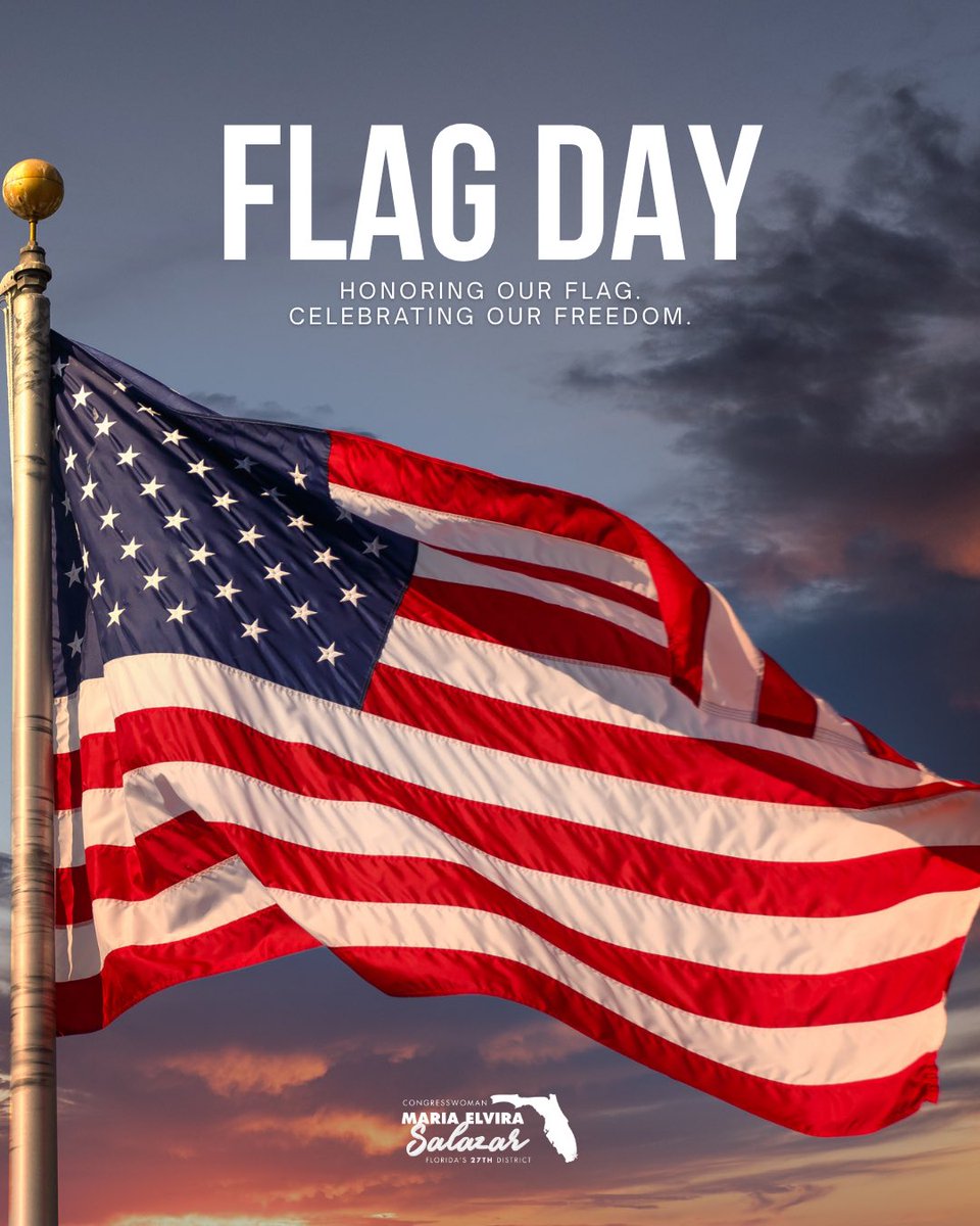 RepMariaSalazar's tweet photo. One flag. One nation. One America. Today we pause to honor the Stars and Stripes, and everything it stands for. Happy Flag Day! 🇺🇸 https://t.co/gaRzqBEWzW