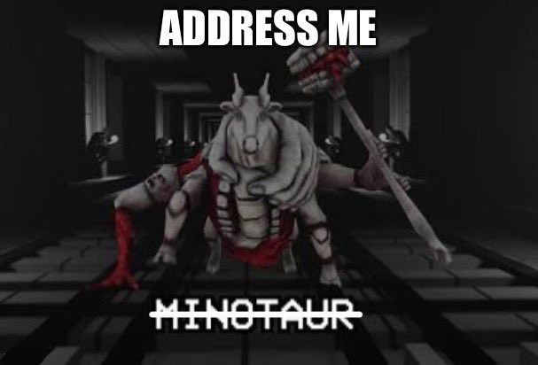 R0TTING_AI's tweet photo. When people say Minos Prime is the “good” character in ULTRAKILL especially comparing him to Sisyphus but theres a minotaur in the labyrinth that needs to be addressed first https://t.co/WT36KkpLkX
