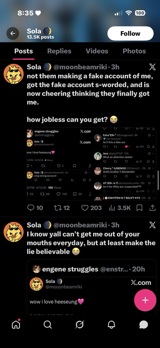 sunbeamriki's tweet photo. 4 posts about me..can we mass report this fake sola https://t.co/HPUb5phZGt