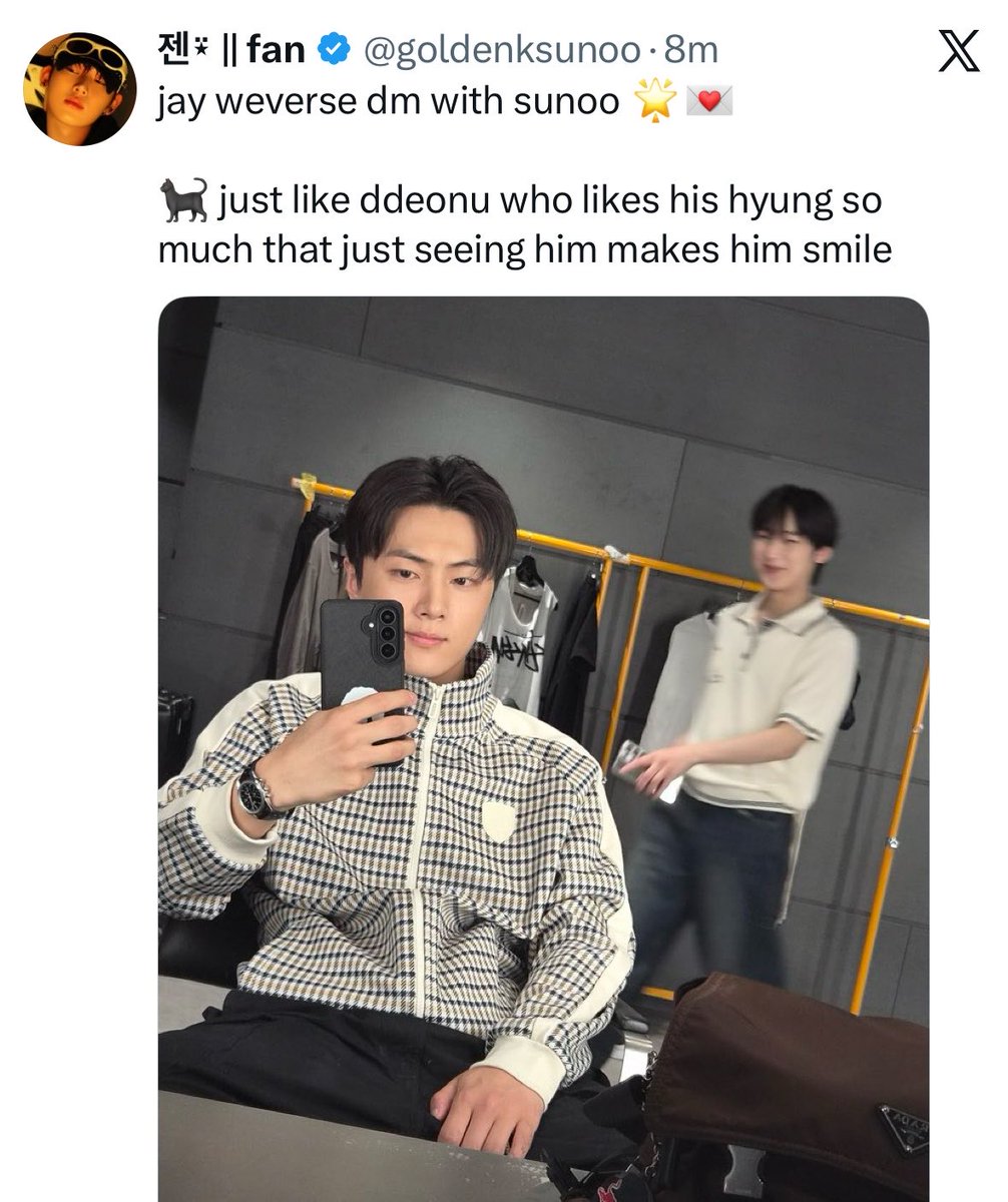 goldenksunoo's tweet photo. ever since jay found out he is sunoo's favorite hyung, he's never let anyone forget it 😭 https://t.co/GzfYamr2oi