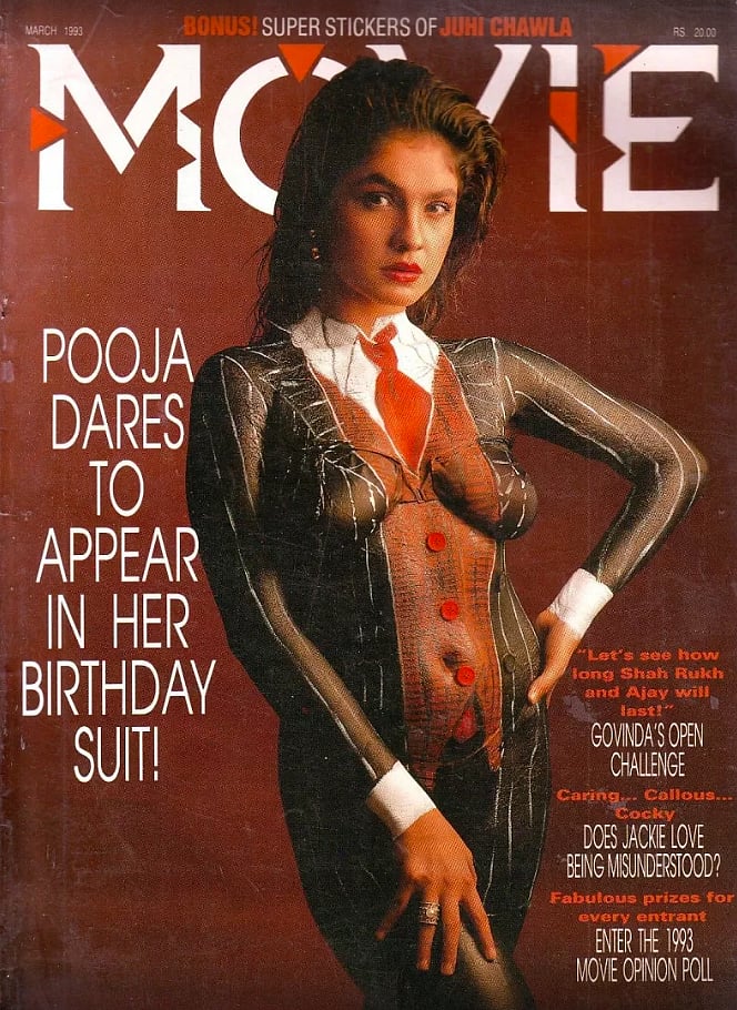 bagga_buntyy1's tweet photo. 🚨 Most Controversial Bollywood Magazine Cover? 🚨

March 1993 issue of MOVIE magazine featuring NUDE Pooja Bhatt created massive buzz across India.

"POOJA DARES TO APPEAR IN HER BIRTHDAY SUIT"

Alongside headlines like:
 "Let's see how long Shah Rukh and Ajay will last..."
 "Govinda's Open Challenge"

A cover that shocked Bollywood and became one of the most talked-about magazine covers of the 90s. 🔥