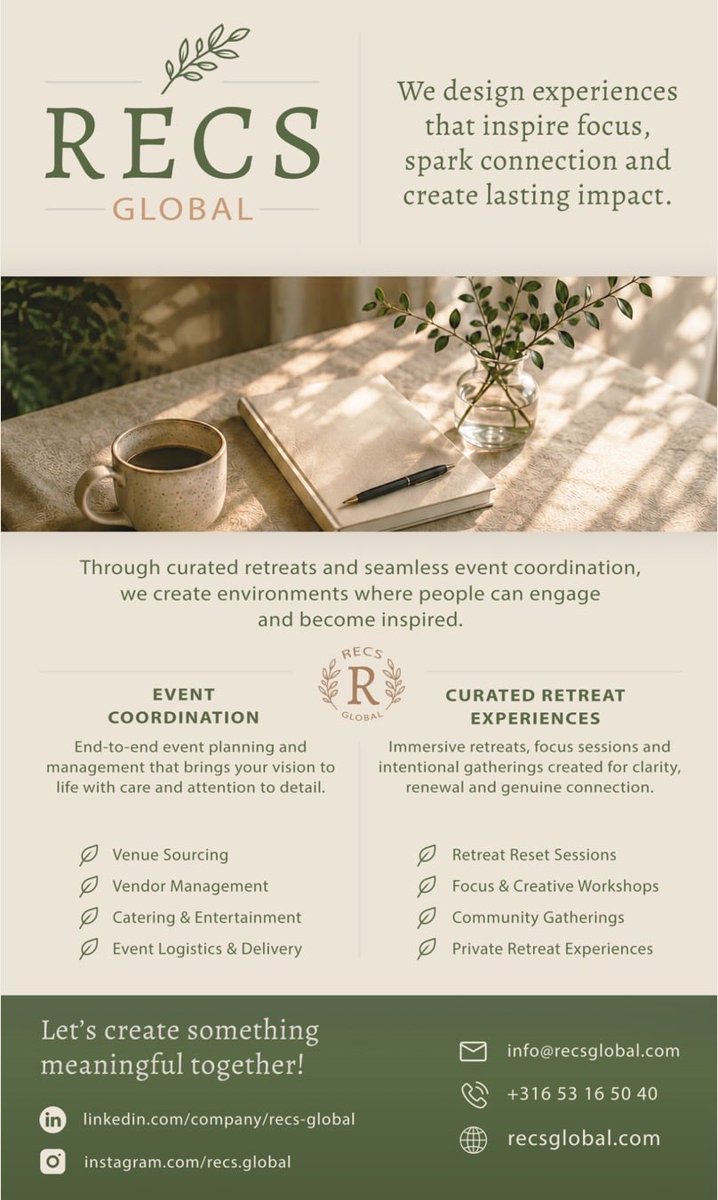 Gods_Poetry's tweet photo. Services include:
Venue sourcing&amp;management, Event logistics&amp;On-site coordination
Retreat Reset Sessions, Community Gatherings, Creative Workshops, Private Retreat Experiences
Who We Serve
Entrepreneurs&amp;Founders,Professionals,Community Builders, Businesses &amp; Teams&amp;Individuals https://t.co/LpdIxOufGk