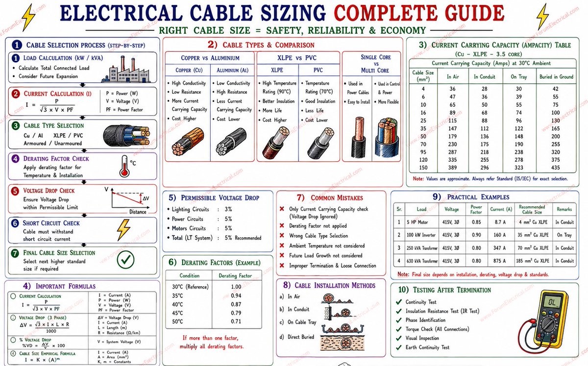 Rabert_infohe's tweet photo. Electrical cable sizing https://t.co/168BnZFcZS

#CableSizing #ElectricalEngineering #PowerSystems #ElectricalDesign #CableSelection #ElectricalSafety #PowerDistribution #XLPECable #CopperCable #AluminiumCable #SubstationEngineering 

https://t.co/168BnZFcZS https://t.co/S6Kojmw34y