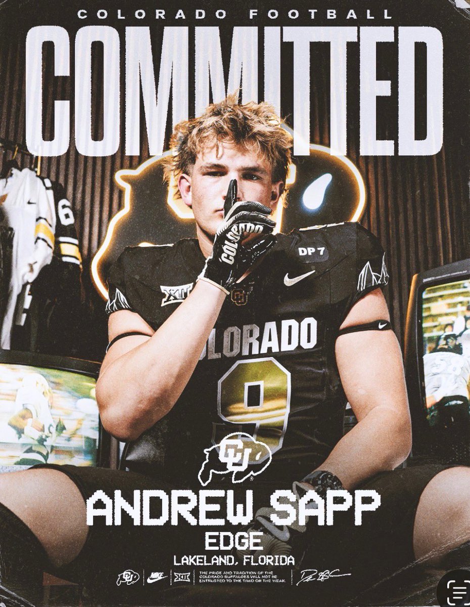 SappDrew2027's tweet photo. COMMITTED! 🦬🏔️💯

#SkoBuffs

@DeionSanders @4Jmack @GeorgeHelow @JohnGarcia_Jr @polk_way @CountyPolk @Hayesfawcett3 @ChadSimmons_ @ProspexMedia @ZBlostein247 @coachhenn12 @RealNews102 @BuffaloesWire @CUBarstool @247recruiting @BayAreaLAB @BigPlayRay50 @Coachcliff904 https://t.co/mKbP3N7FmA