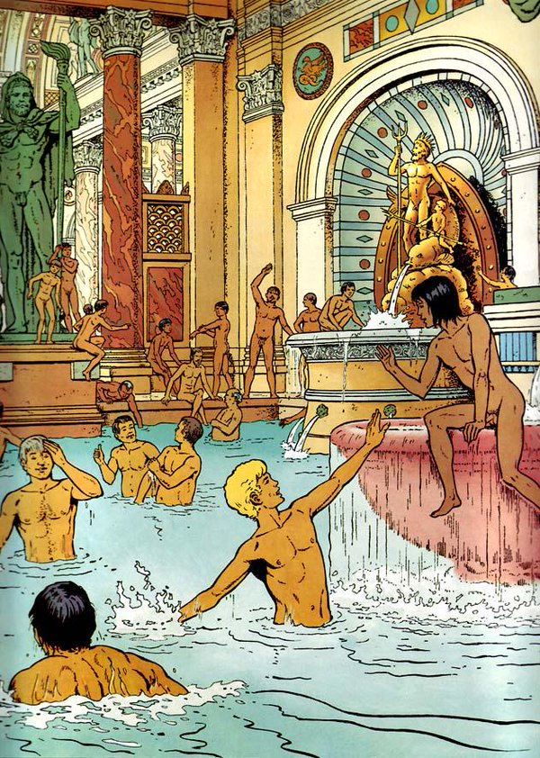 antinousgaygod's tweet photo. 🪷 14 June is #InternationalBathDay we luxuriate in the grandeur of Rome's Caracalla Baths where French historical #comicbook heroes #Alix &amp; #Enak frolicked. #BathDay 🪷 https://t.co/EguMvfqMdA