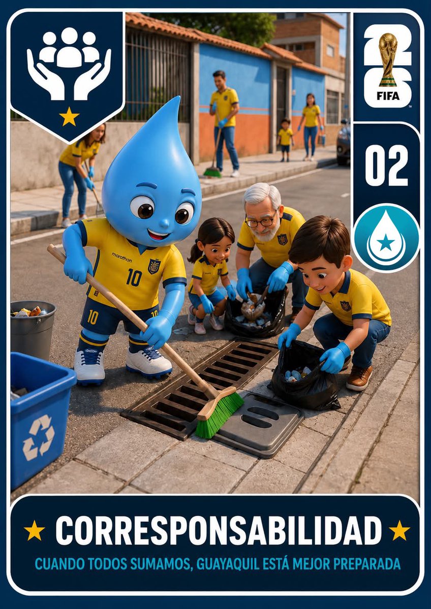 EmapagGye's tweet photo. ⚽💧 Guayaquil juega un gran partido ante las lluvias.
🏗️ Plan Choque: obras que fortalecen la infraestructura.
🚜 Plan Preinvernal: limpieza de canales, ductos y sumideros.
🤝 Corresponsabilidad: no arrojar basura ayuda a prevenir inundaciones.
✅ La prevención es tarea de todos https://t.co/ifaUovVHOw