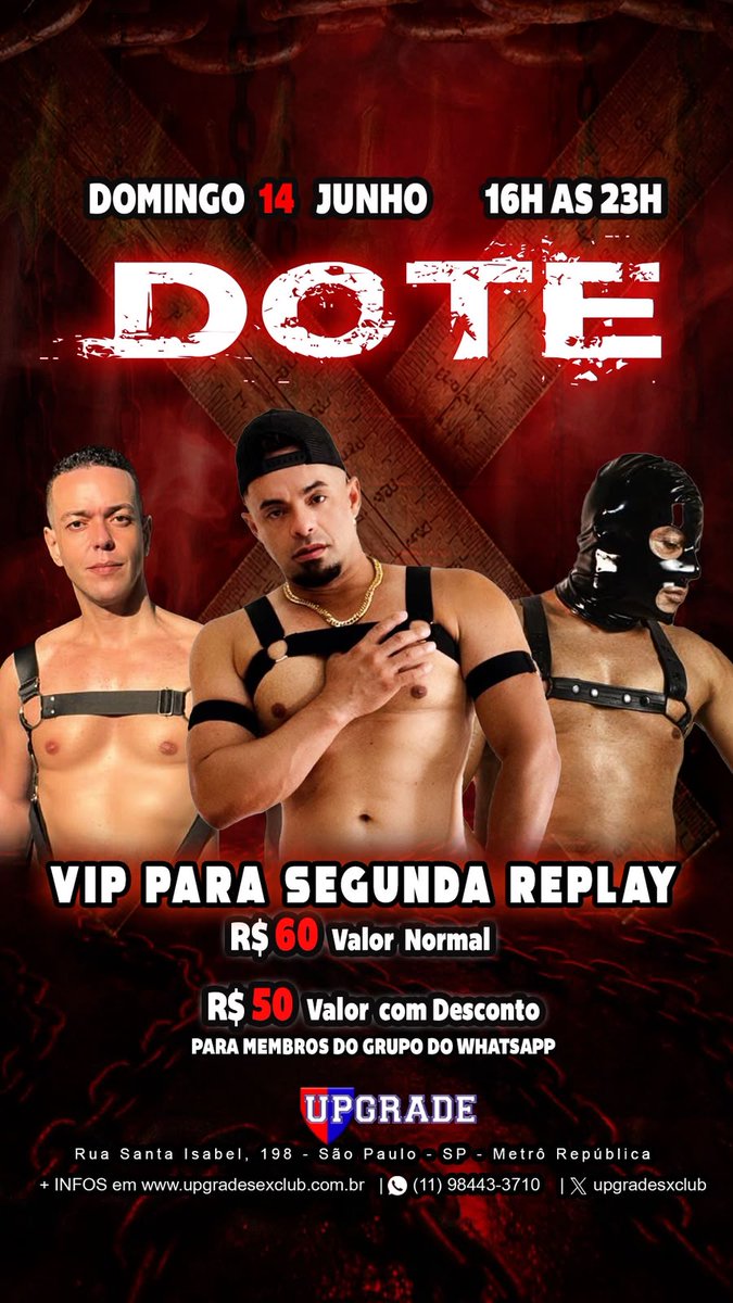 upgradesxclub's tweet photo. É hoje!

🍆DOTE🍆

14/06 (Domingo)
16h as 23h

Se você ama e aguenta machos dotados, vem que tem

🍆Upgrade Boys 20h
@DOTADUSXXX
@RogeriodotaduSp
@boyvicttor

🚨 Membros do grupo de whatsapp tem desconto exclusivo 
Clique no link e Diga 
Eu Quero
https://t.co/gjeiDnQ2II https://t.co/bYB4lzdW8m