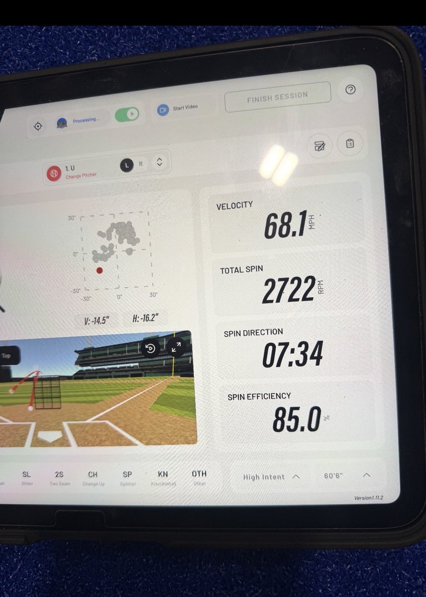 CannonTyler3838's tweet photo. My @USAPrimeDS 15u coach sent me a couple of snap shots of some metrics I got at @CSA_Training @USAPrimeDS a few weeks ago during a 15pitch pen.  More to follow https://t.co/lWVzPFsPaI