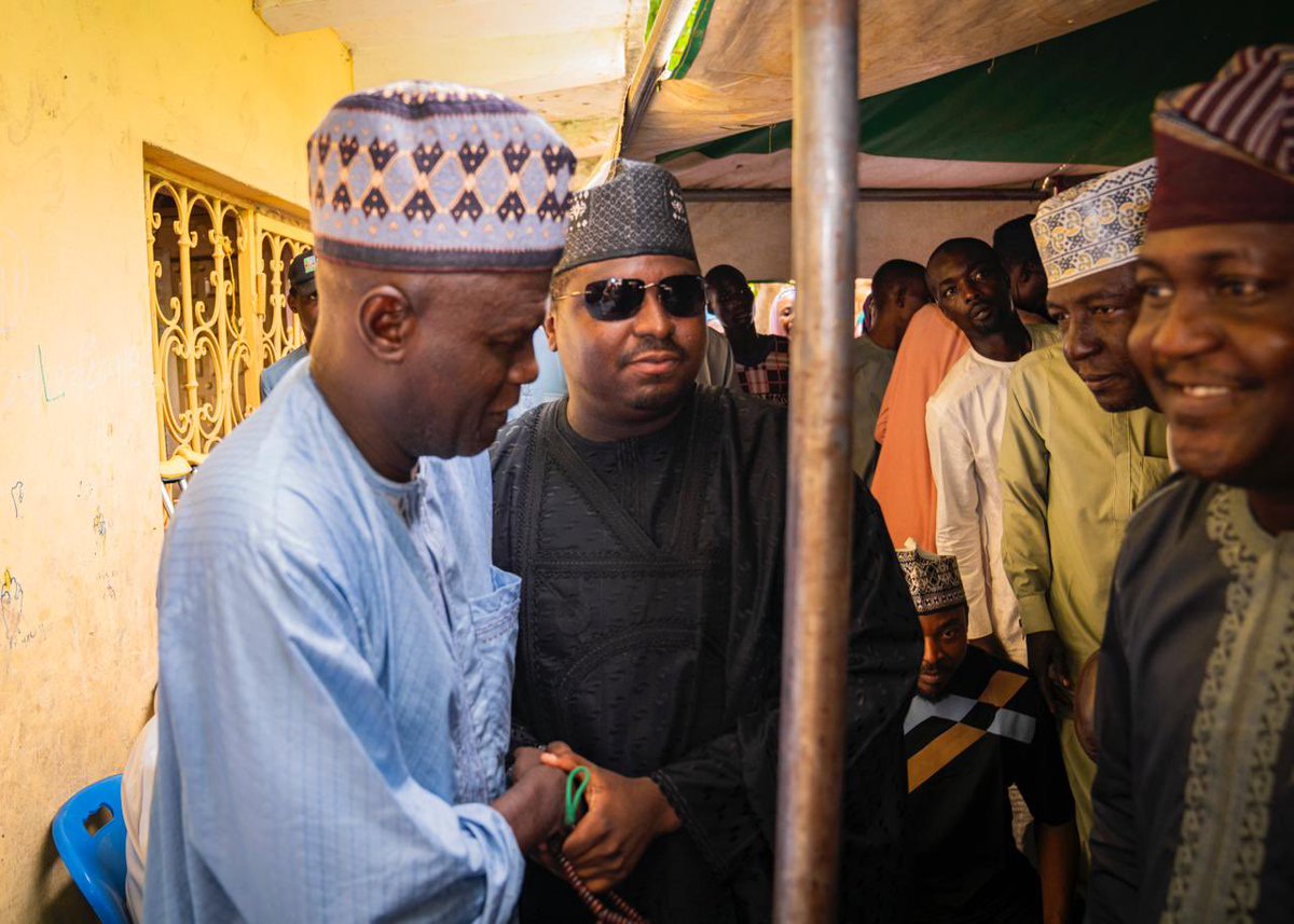 ams_jaoji's tweet photo. Earlier today, the APC House of Representatives candidate for Tarauni Federal Constituency, Hon. Nasir Bala Aminu Ja’oji, paid a condolence visit to the family of Dr. Magana in Dangi, Gyadi-Gyadi Arewa, following the passing of his wife.

He then proceeded to Babban Layi in Gyadi-Gyadi Kudu to sympathize with the family of Iliya Dubu Dari over the loss of their mother. Thereafter, he visited Hotoro to offer condolences on the passing of former Daurawa Ward Councillor, Hon. Jamilu Daurawa. He concluded his condolence visits at Hotoro Walawai, where he sympathized with Umar Mai Wayo and his family over the demise of his father.

During the visits, Hon. Ja’oji expressed his heartfelt condolences to the bereaved families and prayed for Almighty Allah (SWT) to forgive the deceased, grant them eternal rest in Aljannatul Firdaus, and give their families the strength and patience to bear the irreplaceable losses.

May Almighty Allah have mercy on the deceased, forgive their shortcomings, and grant them Aljannatul Firdaus. Ameen.
