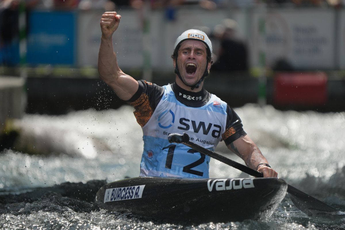 TeamGB's tweet photo. In the World Cup medals in Augsburg 🙌

Joe Clarke wins kayak cross gold while Adam Burgess lands canoe slalom silver 👏

Gearing up nicely for next month's World Championships in Oklahoma 💪 https://t.co/Kdxc5ahuYw