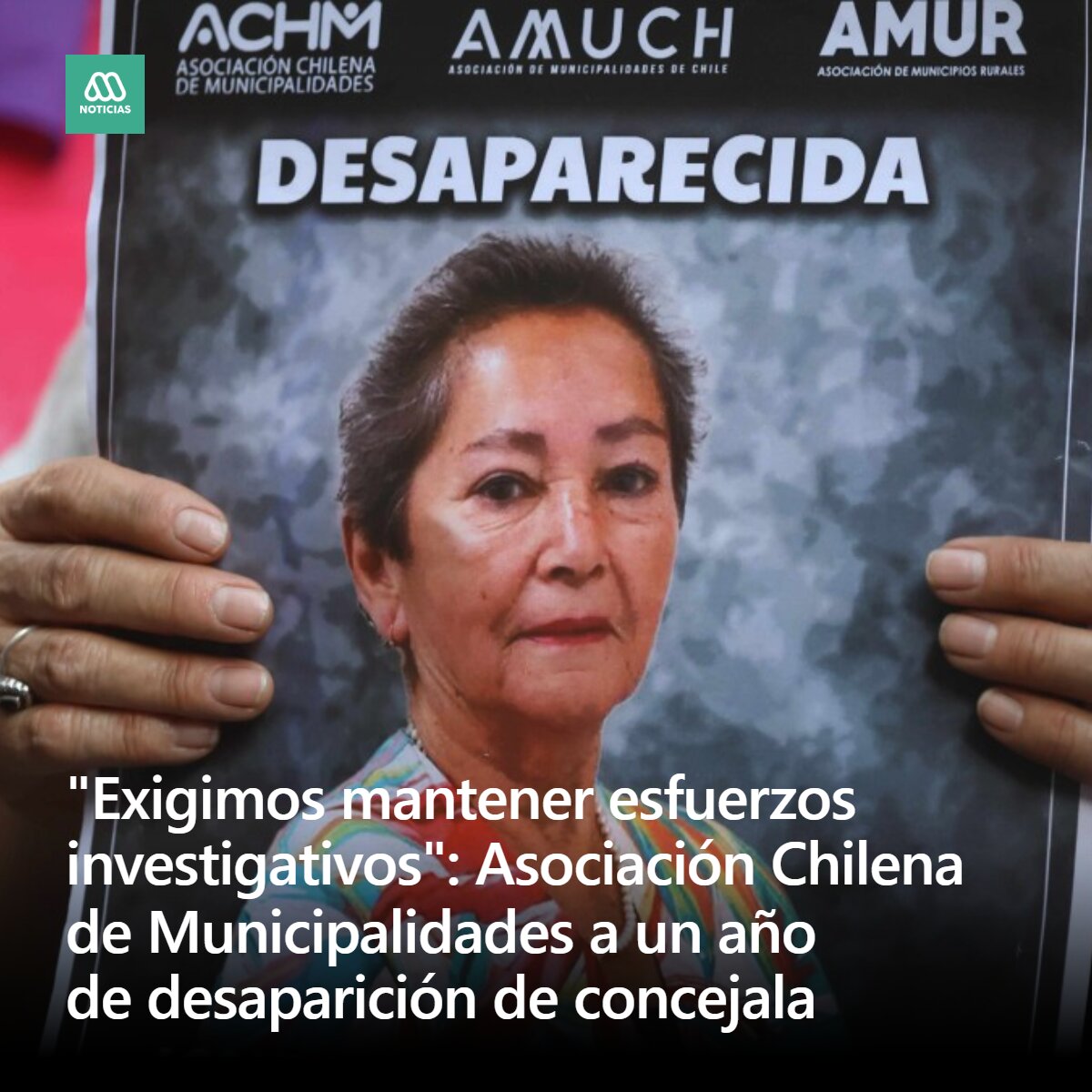 meganoticiascl's tweet photo. La Asociación Chilena de Municipalidades se refirió a la desaparición de la concejala de Villa Alegre, María Ignacia González, justo cuando hoy, 14 de junio, se cumple un año desde que no se sabe nada de ella. https://t.co/gfnN9D1otP